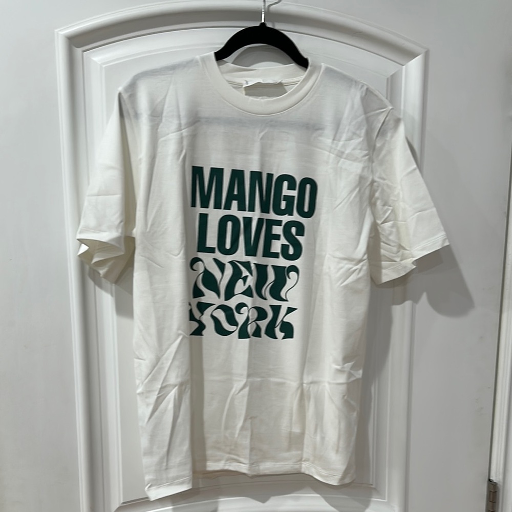 Mango White and Green Short Sleeve Tee 100% cotton